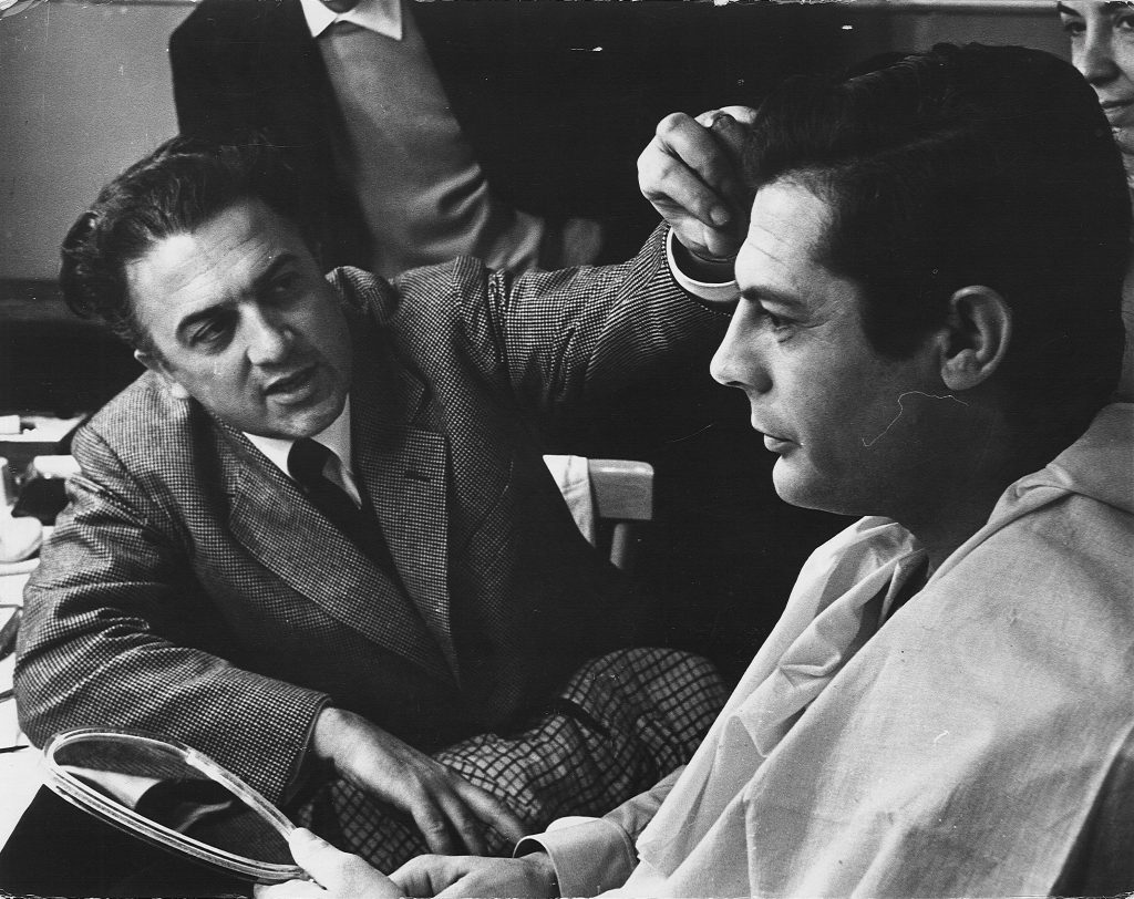 Mastroianni e Fellini sul set di La Dolce Vita