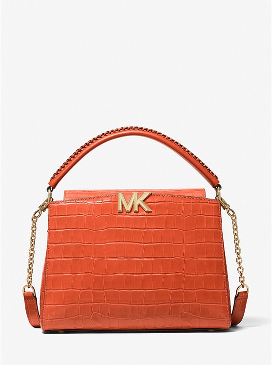 Borsa a mano Karlie media in pelle stampa coccodrillo