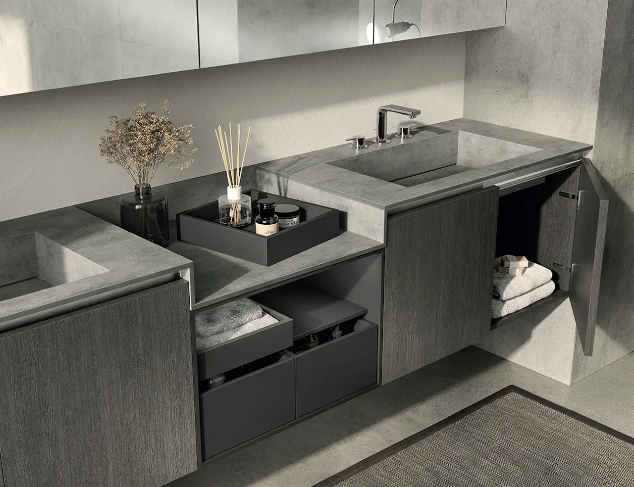 Lido, la nuova proposta di arredo bagno Scavolini, design Vuesse, che esprime con innata eleganza la sintesi di un equilibrio